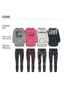 TUTA IN FELPA GIRL GIROCOLLO CON LEGGINGS Crewneck Suit 2
