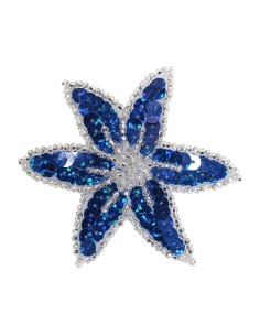 MOLLETTA APPLICAZIONE FIORE ARGENTO-BLU