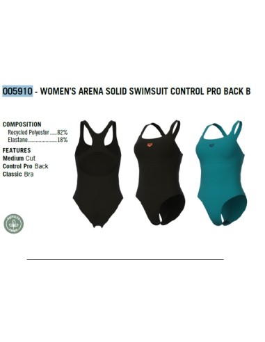 COSTUME DONNA ARENA SOLID SWIMSUIT CONTROL PRO BACK B