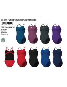 COSTUME DONNA ARENA W SWIMSUIT LACE BACK SOLID