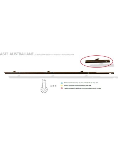 ASTA  AUSTRALIANA INOX 6,35mm x 150cm DOPPIA ALETTA per ARBALETE 110cm