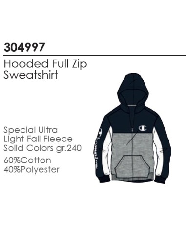 FELPA JUNIOR ZIP LUNGA E CAPPUCCIO CHAMPION Hooded Full Zip Sweatshirt